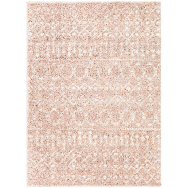 ALH2300-71010 7 ft. 10 in. x 10 ft. Aliyah Shag Machine Woven Rectangle Rug - Blush & Cream