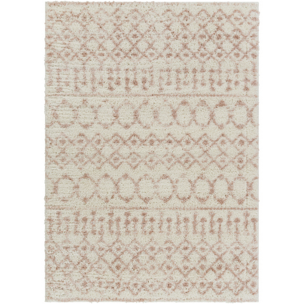 ALH2301-23 2 x 3 ft. Aliyah Shag Machine Woven Rectangle Rug - Cream & Pale Pink