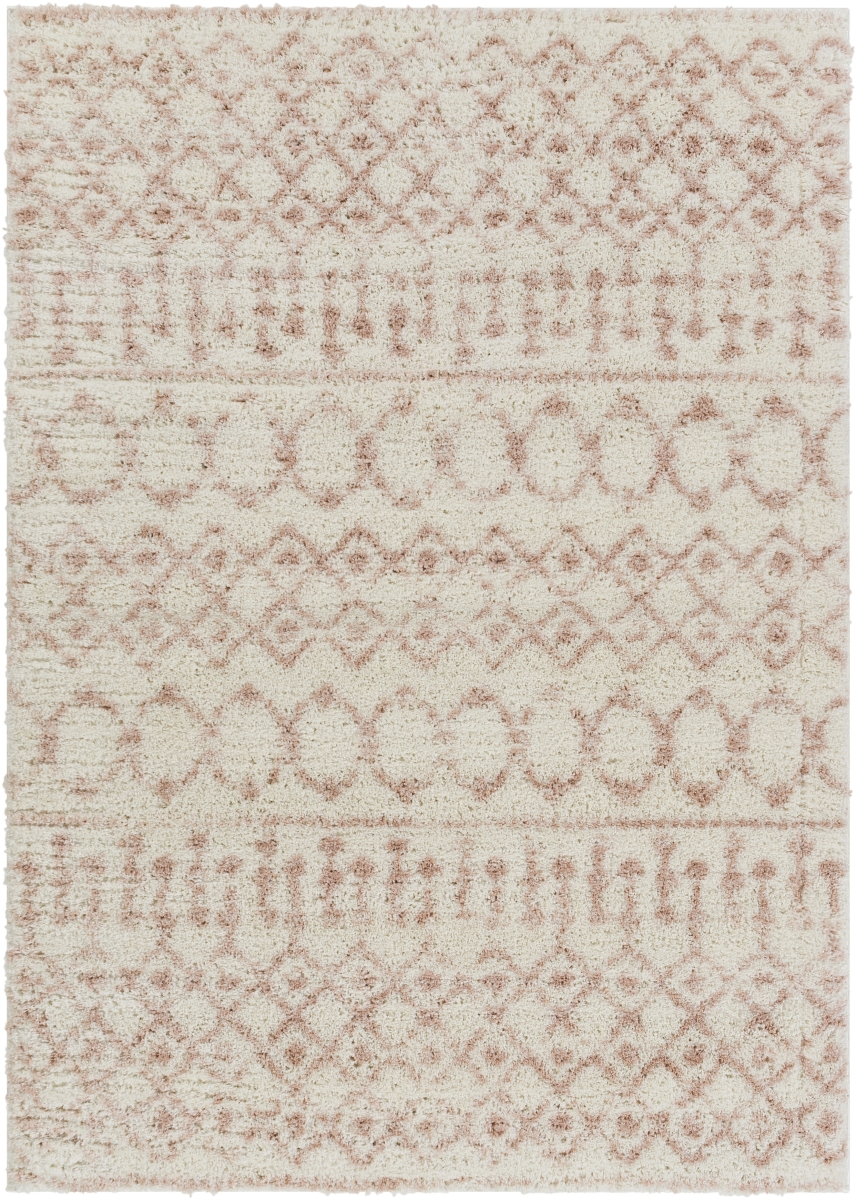 ALH2301-679 6 ft. 7 in. x 9 ft. Aliyah Shag ALH-2301 Rectangular Area Rug, Cream & Pale Pink