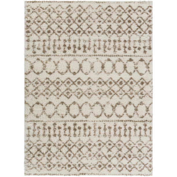 ALH2303-679 6 ft. 7 in. x 9 ft. Aliyah Shag Machine Woven Rectangle Rug - Beige & Cream