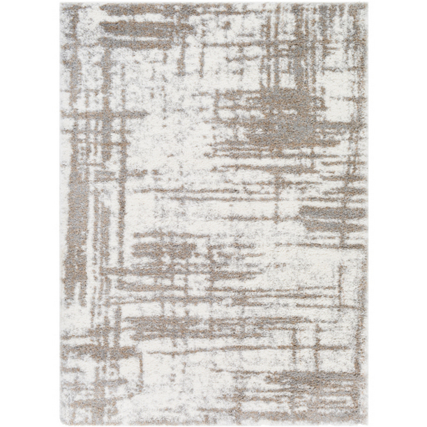 ALH2312-679 6 ft. 7 in. x 9 ft. Aliyah Shag Machine Woven Rectangle Rug - Cream, Camel & Medium Gray