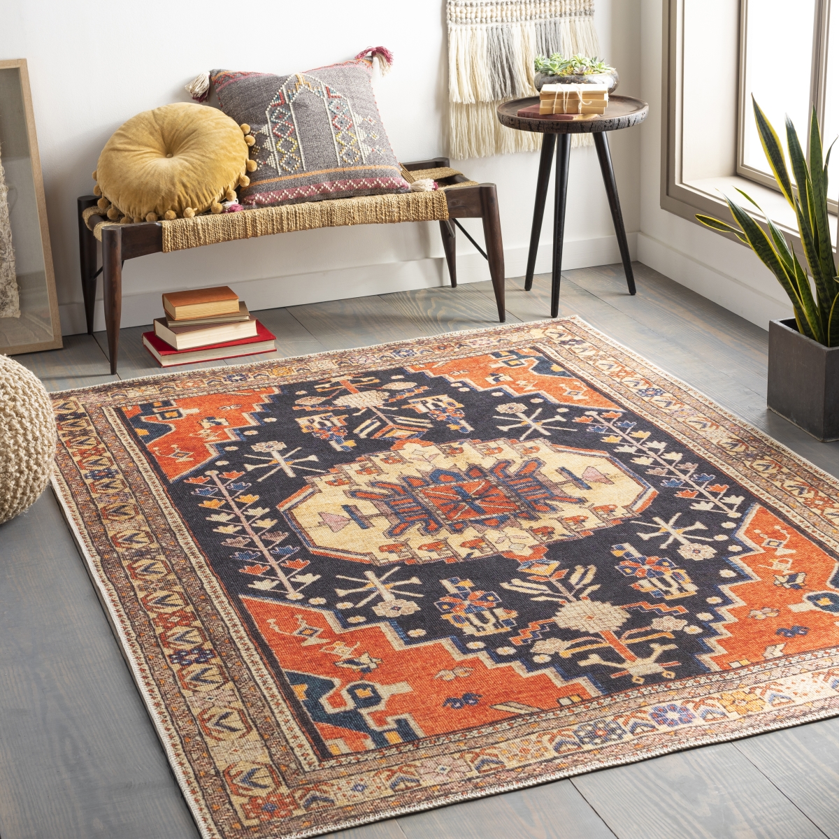 AML2322-710102 7 ft. 10 in. x 10 ft. 2 in. Amelie Rectangle Area Rug, Orange