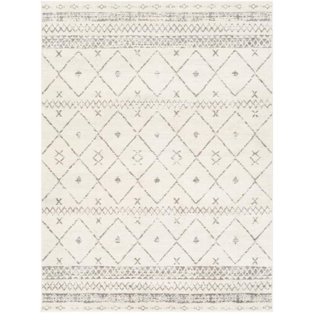 ROM2338-23 2 x 3 ft. Roma Machine Woven Rectangle Rug - White & Medium Gray