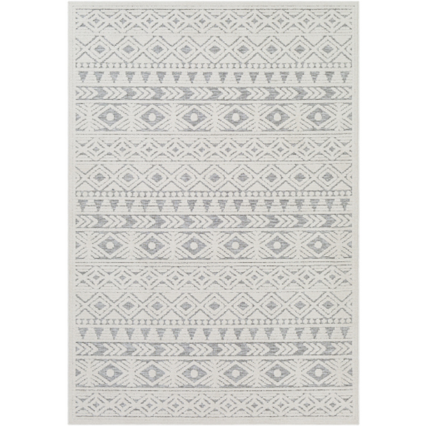 GWC2306-71010 7 ft. 10 in. x 10 ft. Greenwich Machine Woven Rectangle Rug - Cream & Medium Gray -  Livabliss