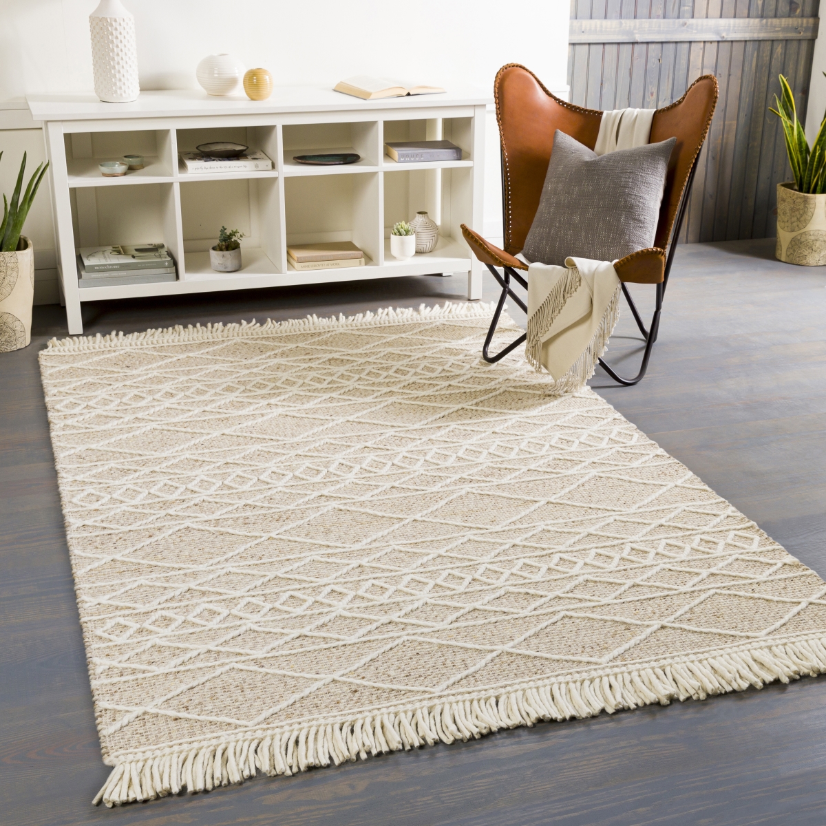 UTT2304-69 6 x 9 ft. 30 Percent Ployster Uttar Rectangular Hand Wooven Rug -  Livabliss