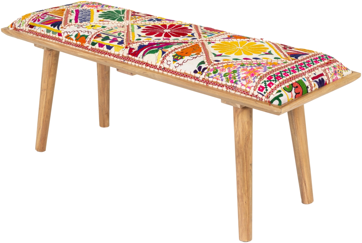 Picture of Surya KMA-001 18 x 45 x 15 in. Karma Upholstered Bench - Multi Color&#44; Brown