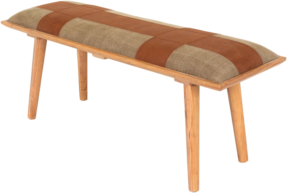 SHC-002 18 x 45 x 15 in. Sacsha Rectangle Furniture Bench, Brown & Light Beige