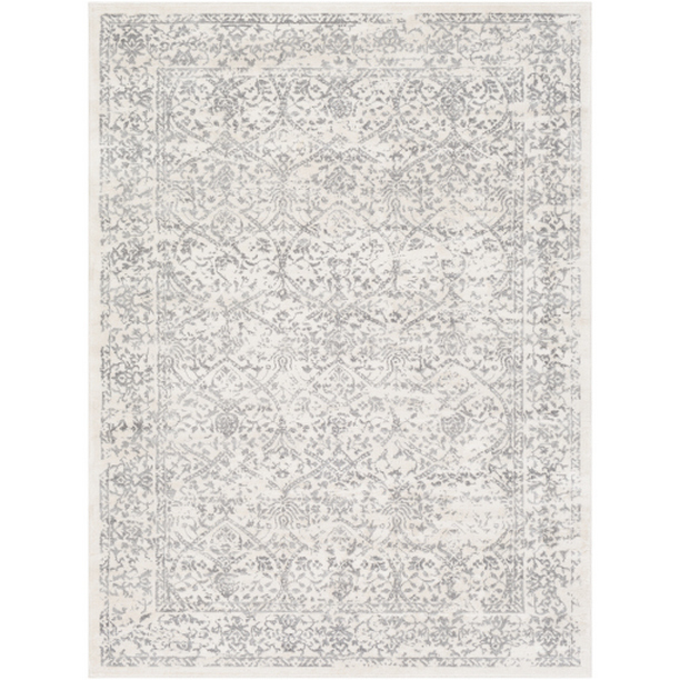 ROM2300-71010 7 ft. 10 in. x 10 ft. Roma Machine Woven Rectangle Rug - White & Medium Gray
