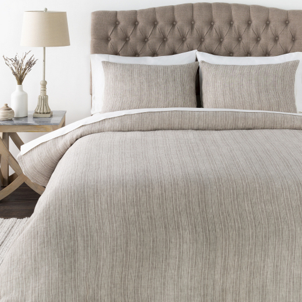 CEN1000-KSET Cameron Duvet CA King Bedding Set - Cream & Beige