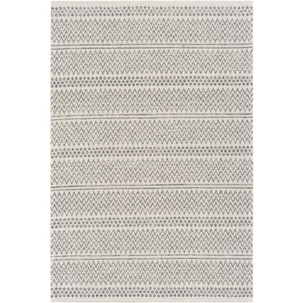 LCS2303-5373 5 ft. 3 in. x 7 ft. 3 in. La Casa Machine Woven Rectangle Rug - Charcoal, White & Silver Gray