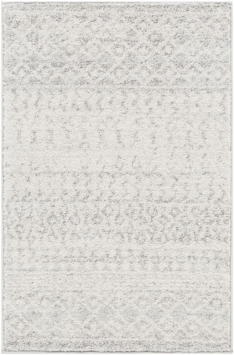 ELZ2308-4SQ 4 ft. Elaziz Square Area Rug, Light Gray, Medium Gray & White