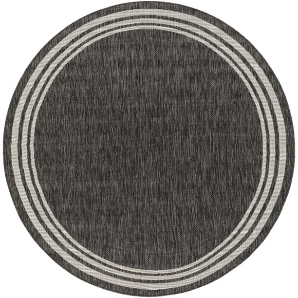 EAG2365-67RD 6 ft. 7 in. Eagean Machine Woven Round Rug - Charcoal & Cream