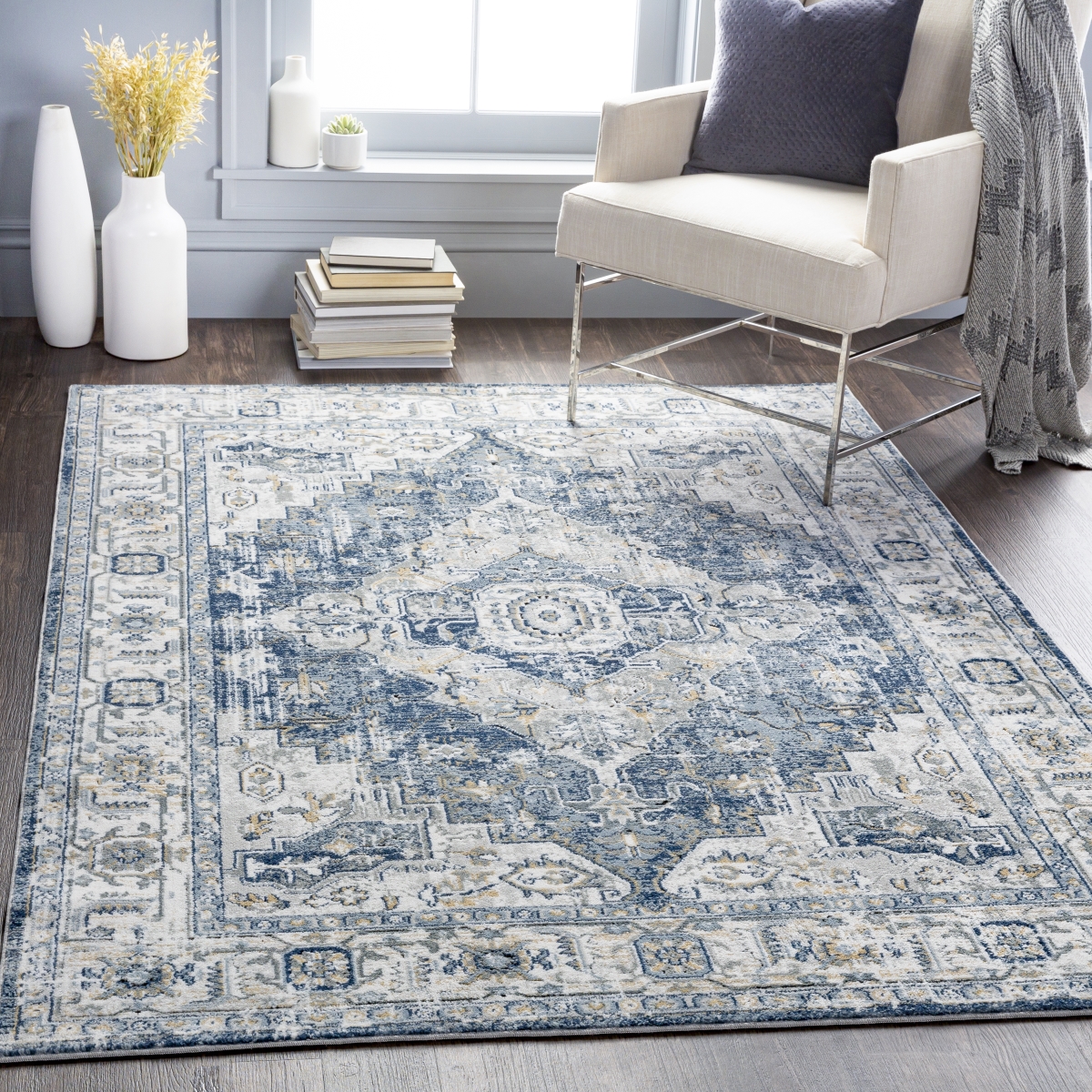 JLO2306-912 9 x 12 ft. Jolie Machine Woven Area Rug, Medium Gray & Tan