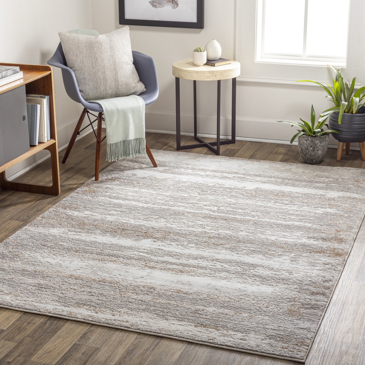 ALG2315-679 6 ft. 7 in. x 9 ft. Allegro Rectangle Area Rug, Light Brown