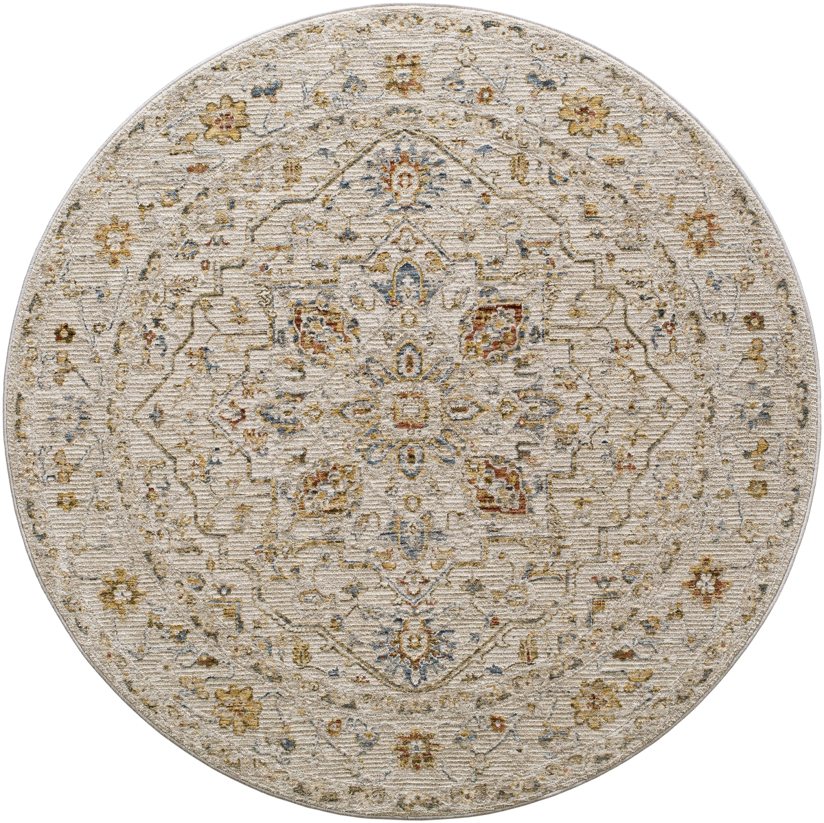 REN2303-67RD 6 ft. 7 in. Reina Machine Woven Round Rug, Multi Color