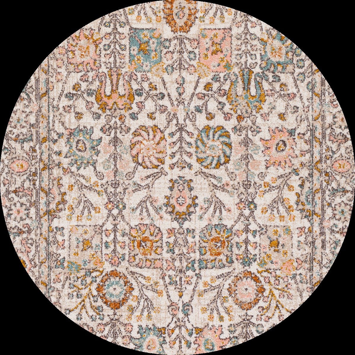 AKR2332-710RD 7 ft. 10 in. Ankara Round Machine Woven Rug, Multi Color