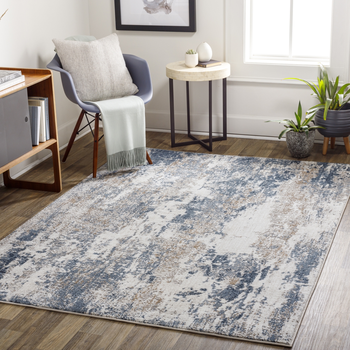 ALG2307-537 5 ft. 3 in. x 7 ft. Allegro Rectangle Area Rug, Blue
