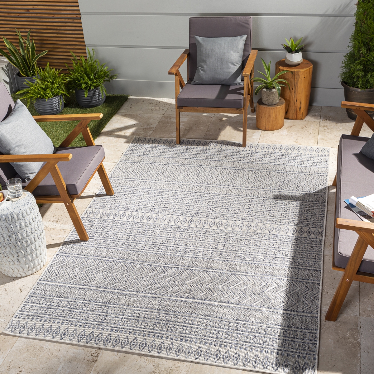 EAG2410-710RD 7 ft. 10 in. Eagean Machine Woven Round Rug, Multi Color