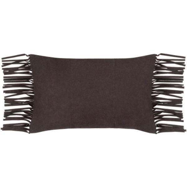 SFG002-2020D 20 x 20 in. Suede Fringe Square Pillow Kit, Black