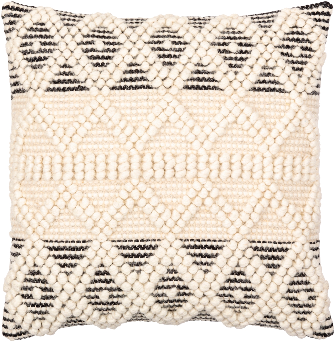 Picture of Livabliss HYG005-2020P 20 x 20 in. Hygge Square Pillow Cover&#44; Black & Cream - Polyester Insert