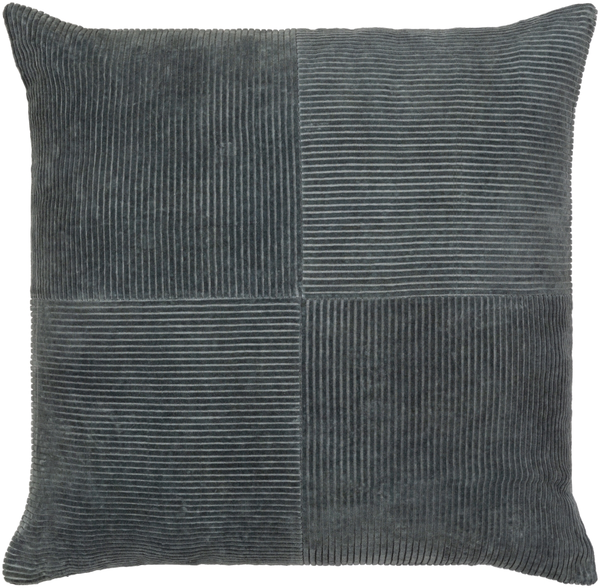 CDQ002-2020P 20 x 20 in. Corduroy Quarters CDQ-002 Square Pillow Kit with Polyester Insert, Charcoal