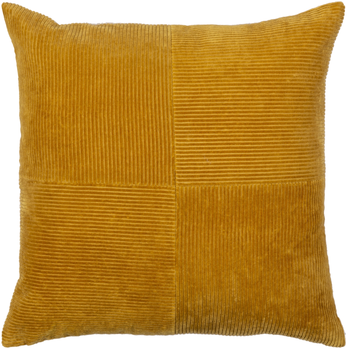 CDQ003-2020P 20 x 20 in. Corduroy Quarters CDQ-003 Square Pillow Kit with Polyester Insert, Mustard