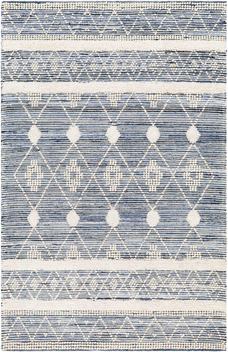 NDD2302-69 6 x 9 ft. Nadine NDD-2302 Hand Woven Global Rectangle Rug - Ivory & Blue