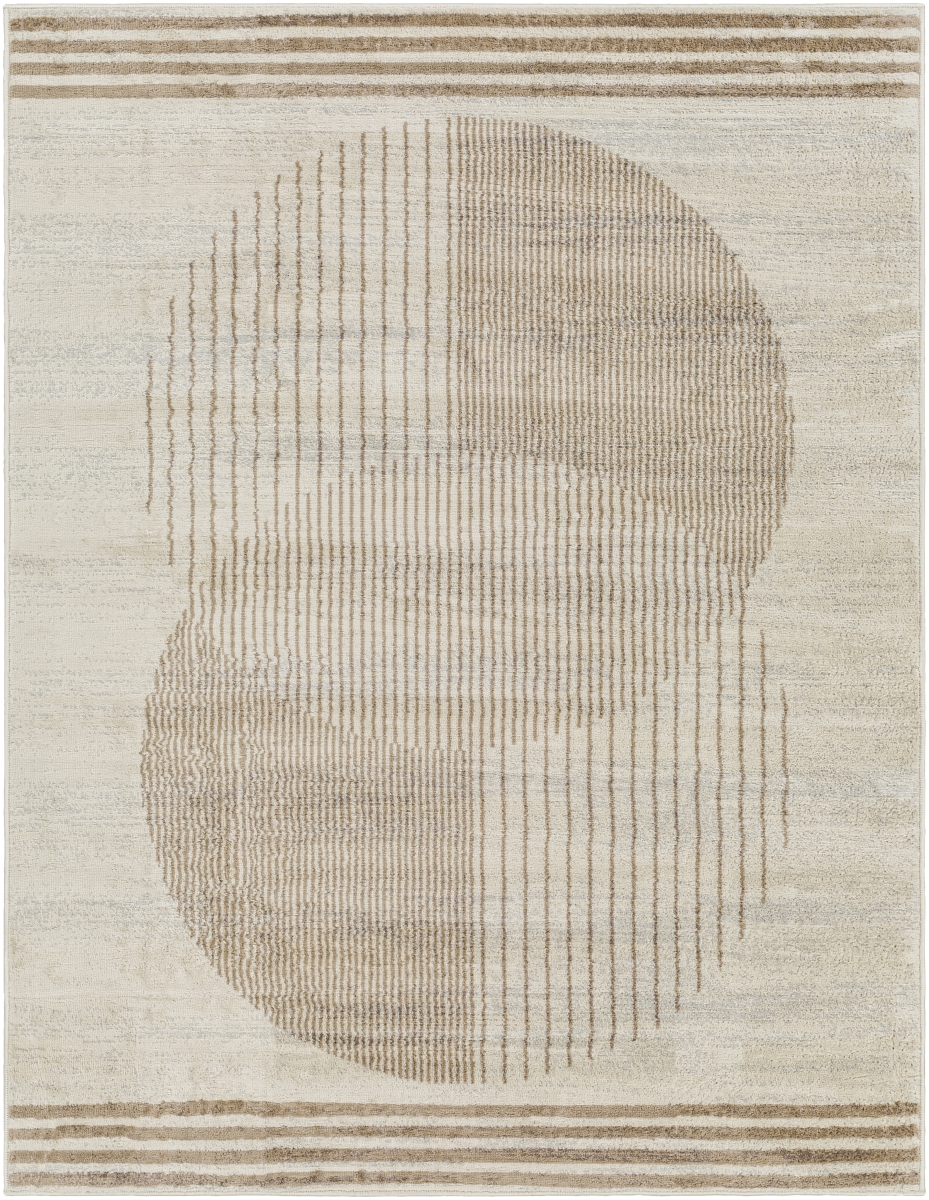 FSA2376-67RD 6 ft. 7 in. x 6 ft. 7 in. Floransa FSA-2376 Modern Machine Woven Round Rug, Multi Color