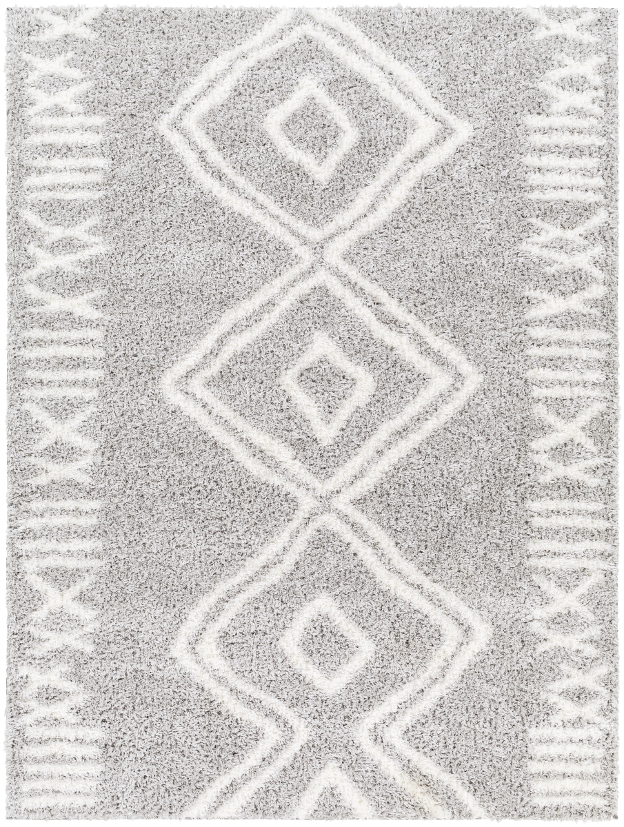CDG2312-537 5 ft. 3 in. x 7 ft. Cloudy Shag CDG-2312 Global Machine Woven Rectangle Area Rug, Gray & Off-White