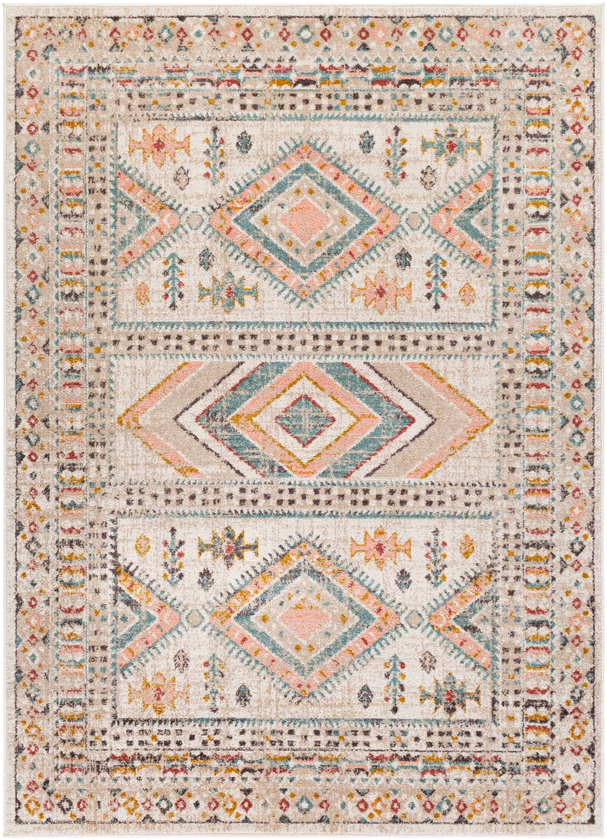 AKR2336-67RD 6 ft. 7 in. x 9 ft. 6 in. Ankara Round Rug, Multi Color