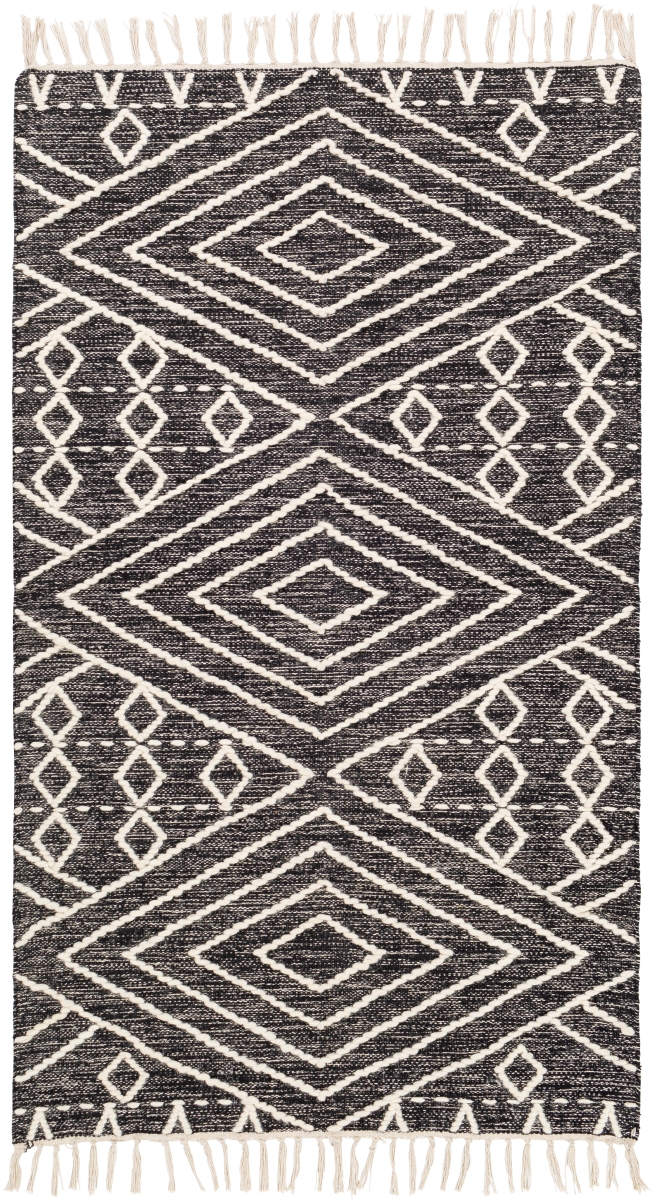 BDO2300-1014 10 x 14 ft. Bedouin Rectangle Area Rug, Black & Cream