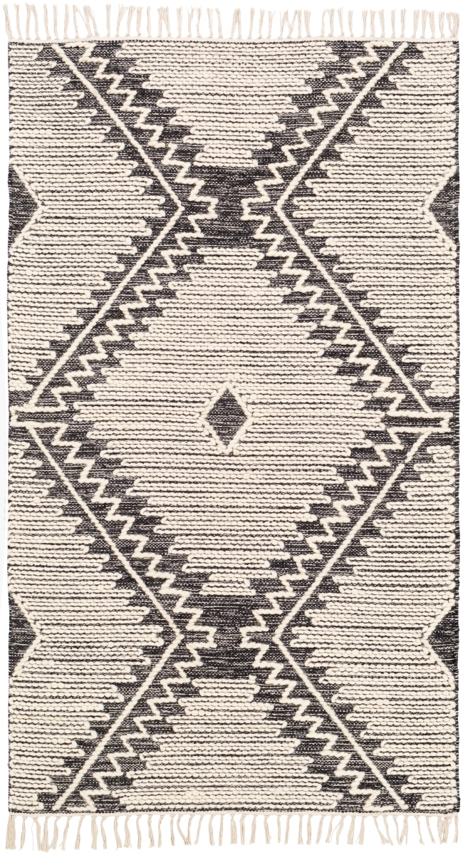 BDO2302-1215 12 x 15 ft. Bedouin Rectangle Area Rug, Black & Cream