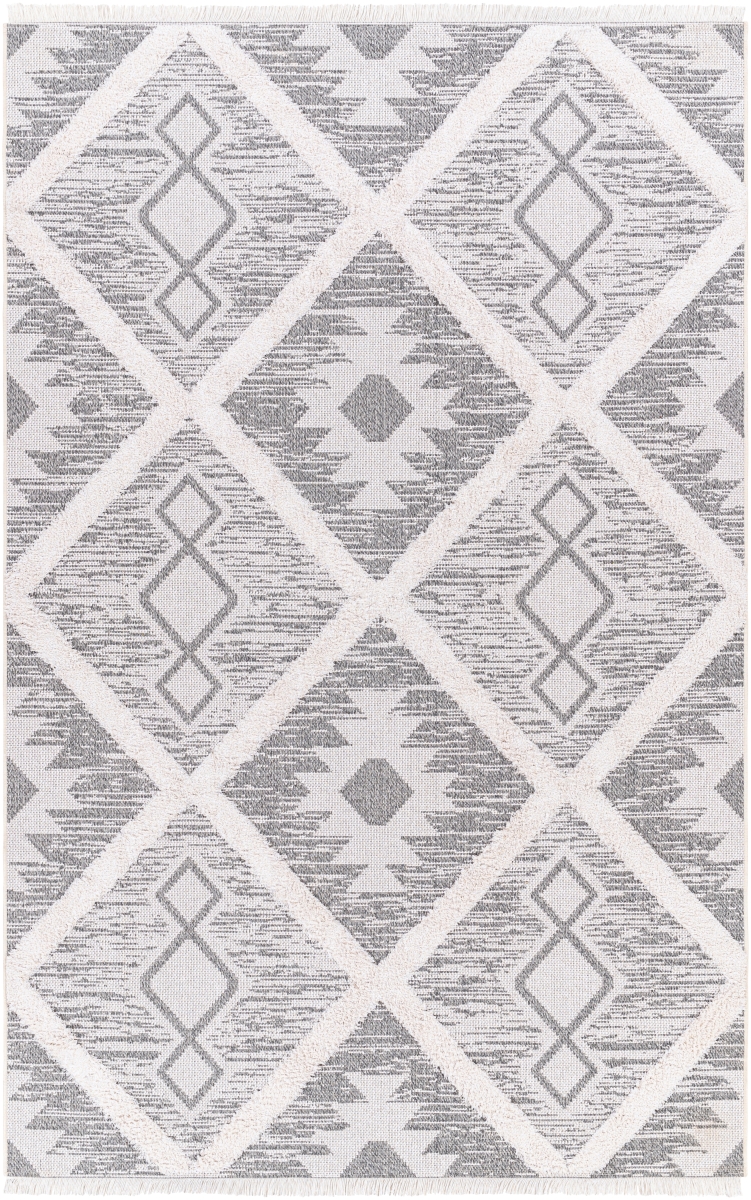 MCT2300-649 6 ft. 4 in. x 9 ft. Morocotton Rectangle Machine Woven Rug, Charcoal