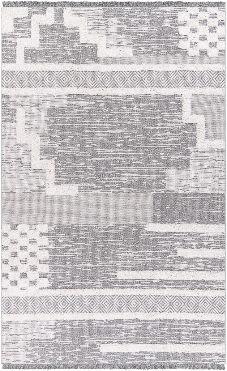 MCT2305-7710 7 ft. 7 in. x 10 ft. Morocotton Rectangle Machine Woven Rug, Light Grey & White