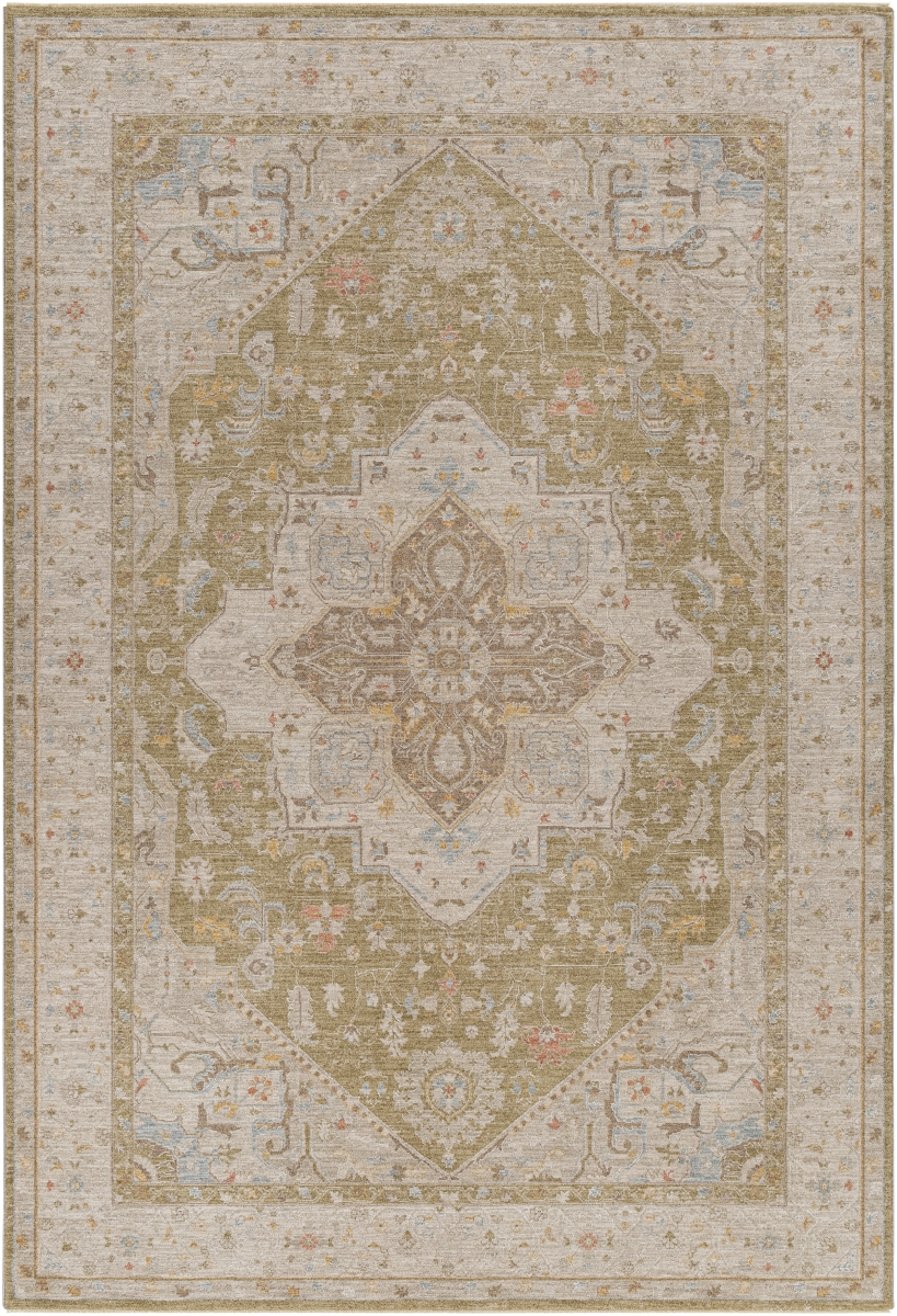 AVT2363-710RD 7 ft. 10 in. x 7 ft. 10 in. Avant Garde Traditional Machine Woven Round Rug, Light Olive
