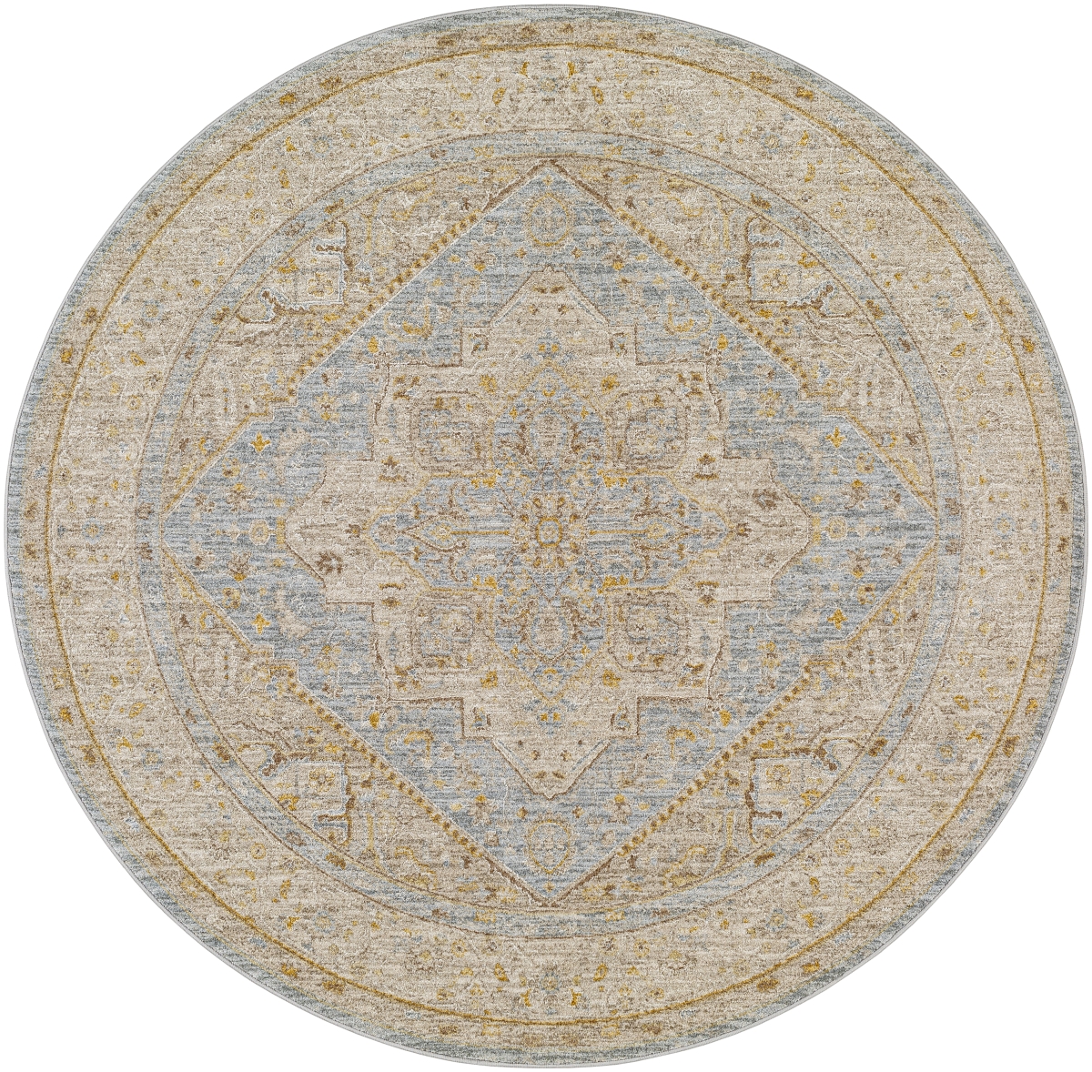 AVT2365-710RD 7 ft. 10 in. x 7 ft. 10 in. Avant Garde Traditional Machine Woven Round Rug, Taupe