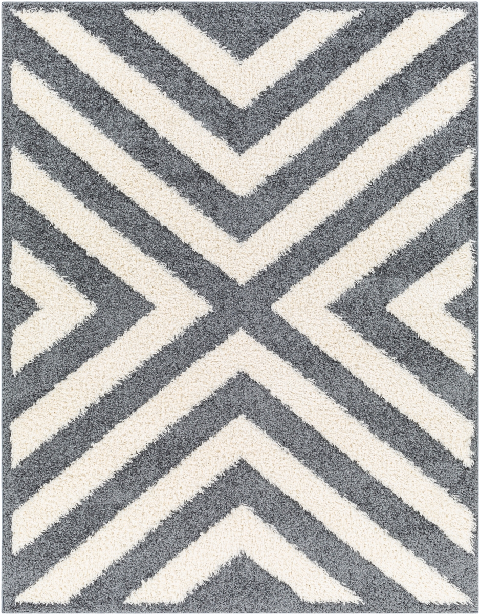 RDO2309-679 6 ft. 7 in. x 9 ft. Rodos Rectangle Hand Woven Rug, Black & White