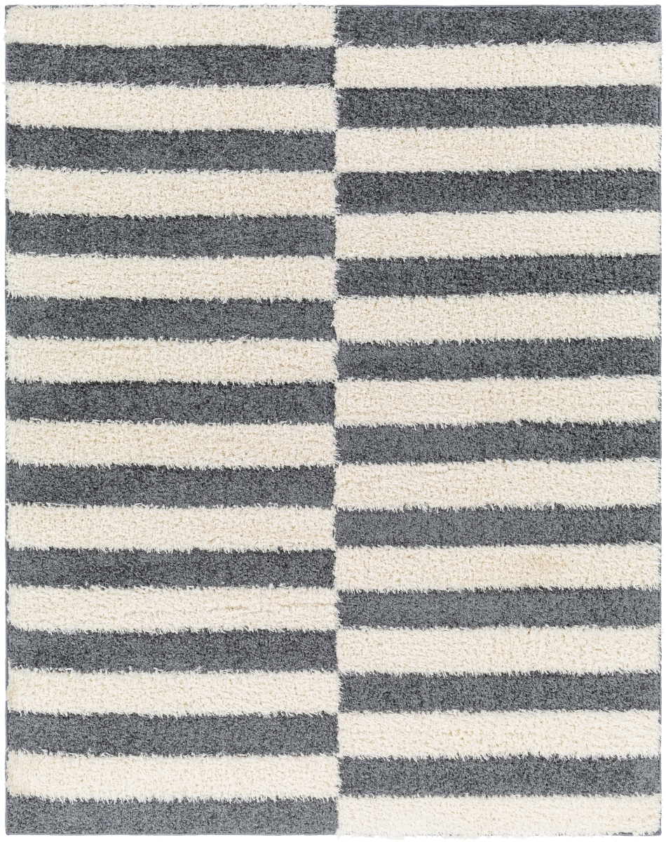 RDO2325-679 6 ft. 7 in. x 9 ft. Rodos Rectangle Hand Woven Rug, Black & Beige