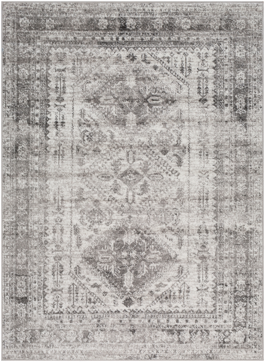 MNC2314-2712 2 ft. 7 in. x 12 ft. Monte Carlo Machine Woven Rectangle Area Rugs, Light Gray, White & Charcoal
