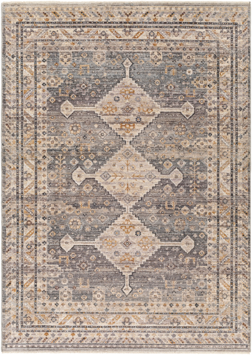 Rugs AAD2305-579 5 ft. x 7 ft. 9 in. Aida Machine Woven Rectangle Area Throw Rug, Beige, Brown & Gray