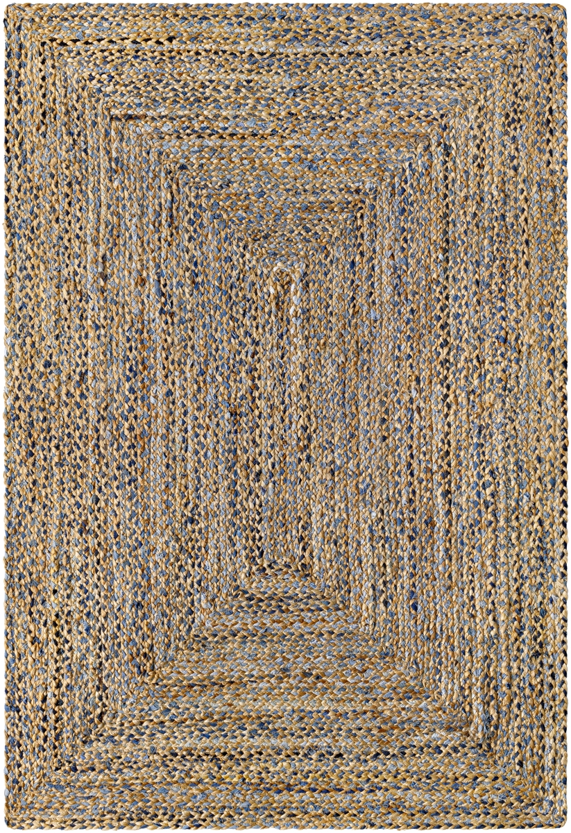TZD2300-576 5 ft. x 7 ft. 6 in. Trenzado Hand Loomed Rectangle Area Rug, Tan, Light Blue & Navy