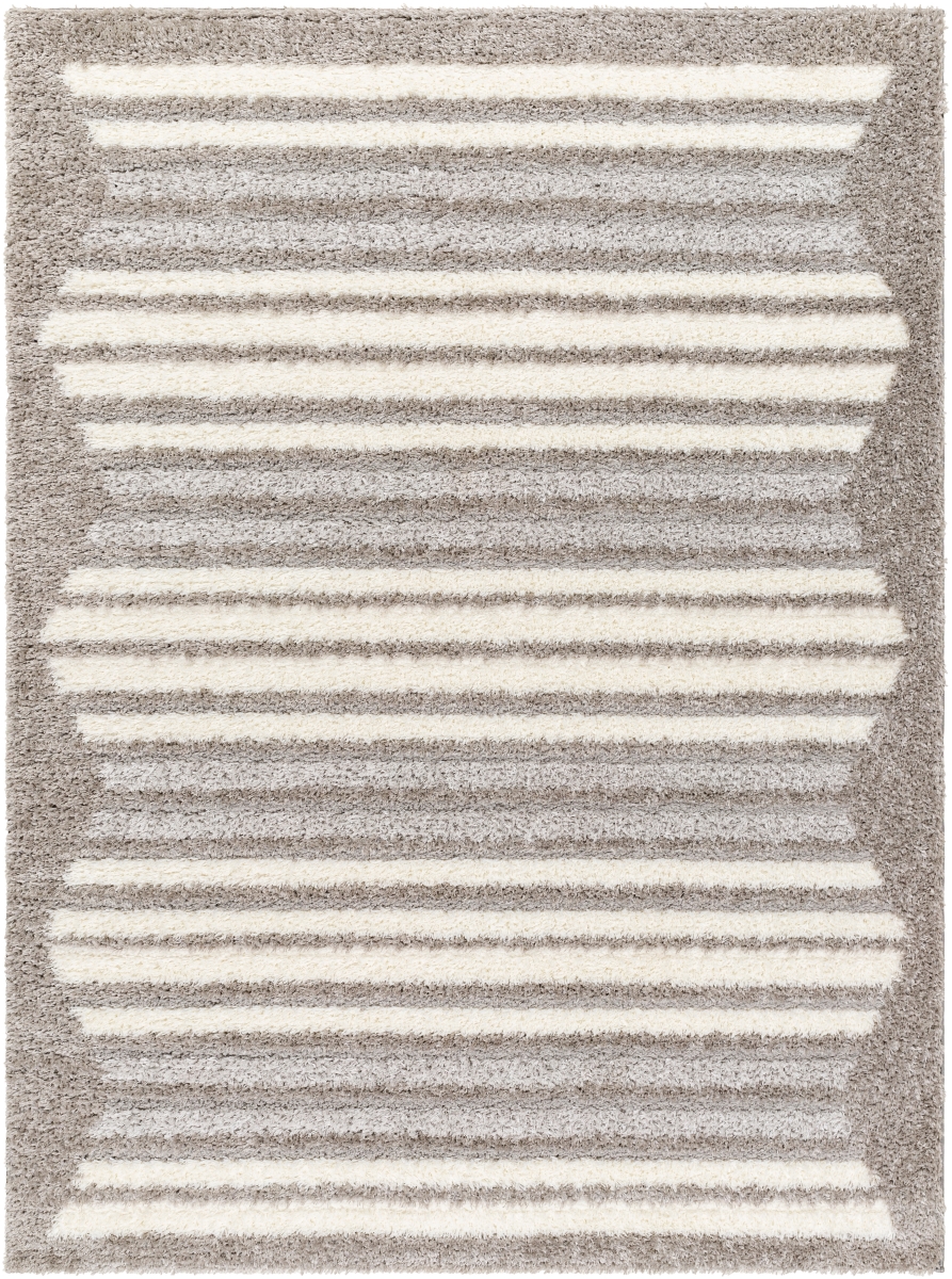 Rugs NMC2307-537 5 ft. 3 in. x 7 ft. Nomadic Machine Woven Rectangle Area Throw Rug, Brown, Gray & Beige