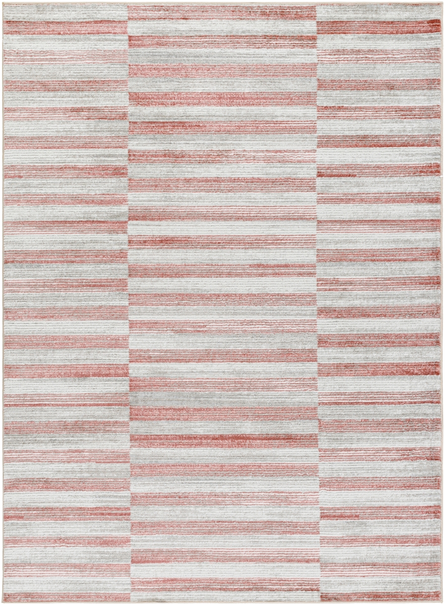 Rugs SFO2317-9212 9 ft. 2 in. x 12 ft. San Francisco Machine Woven Rectangular Area Throw Rug, Gray, Red & White