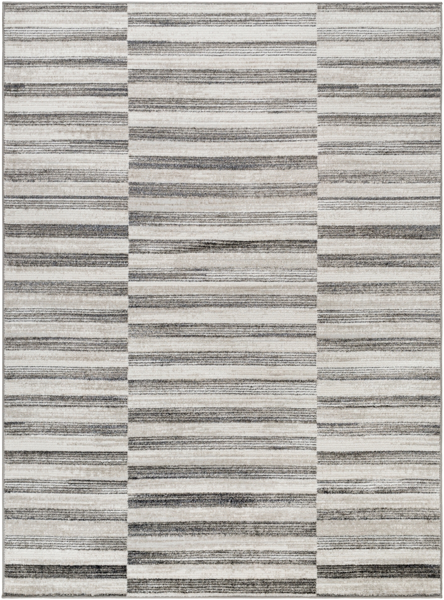 Rugs SFO2319-679 6 ft. 7 in. x 9 ft. San Francisco Rectangle Machine Woven Area Rug, Gray, Black & White