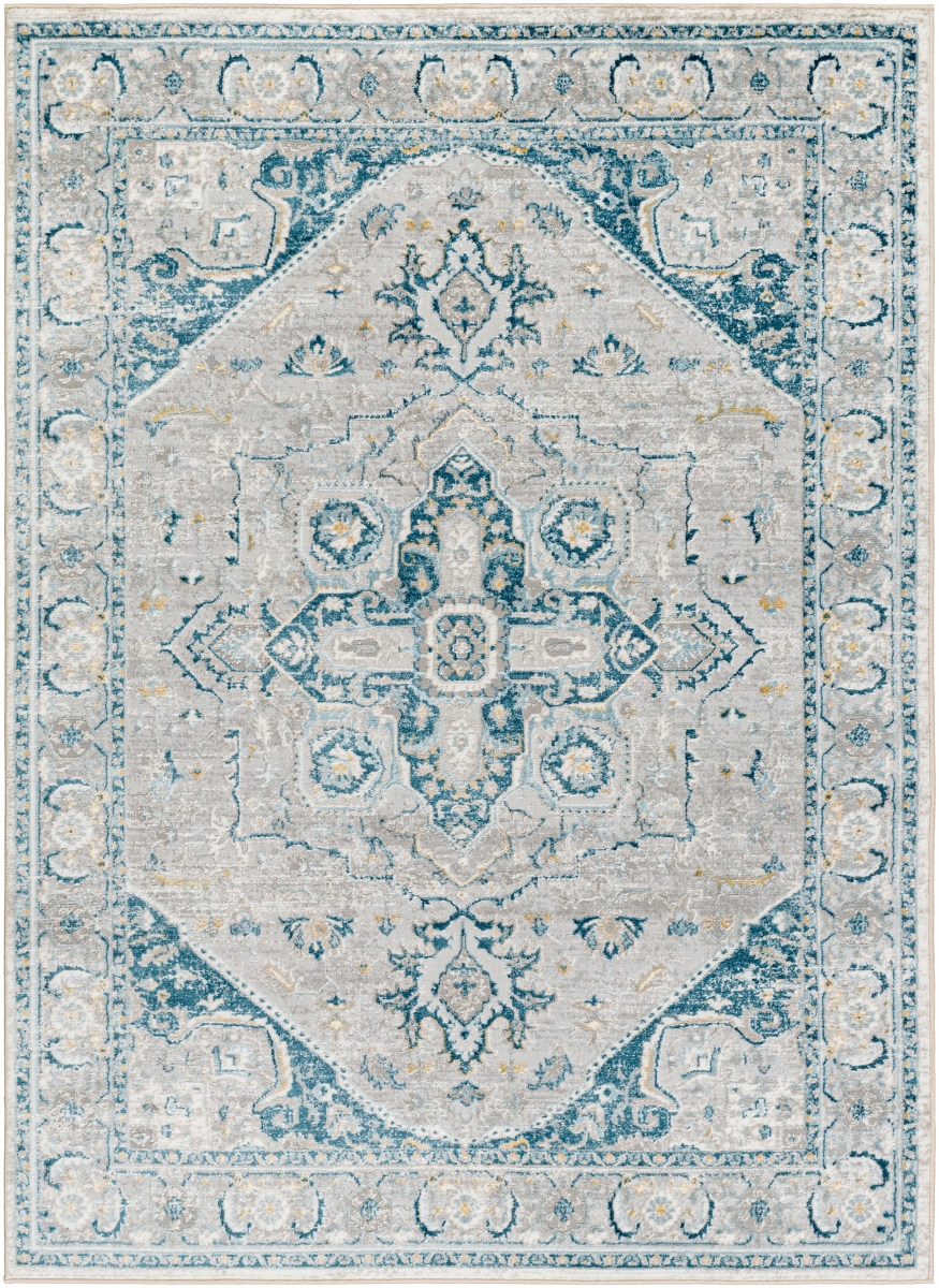Rugs SFO2325-9212 9 ft. 2 in. x 12 ft. San Francisco Machine Woven Rectangle Area Throw Rug, Blue, Gray & White