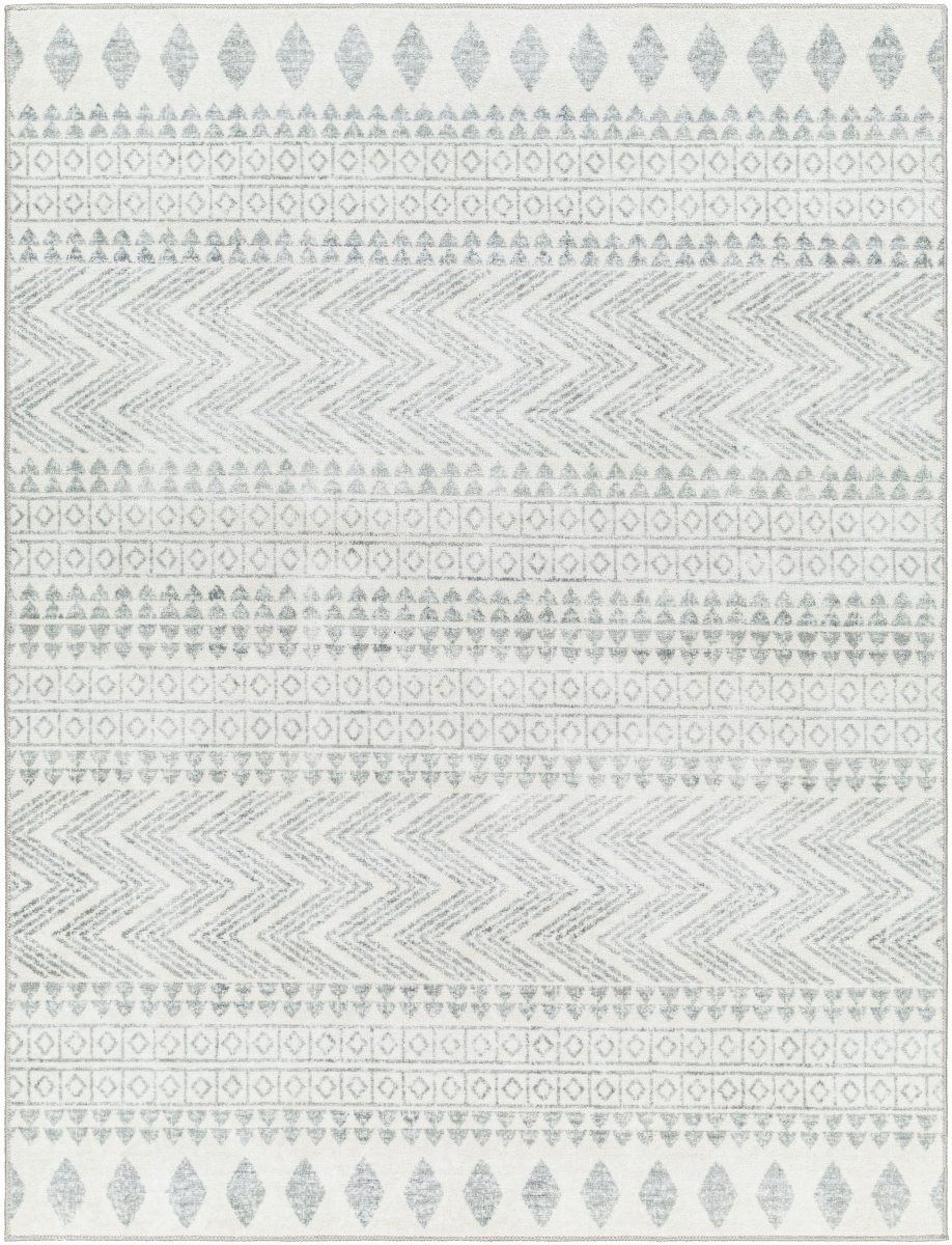 HRH2300-679 6 ft. 7 in. x 9 ft. Hera HRH-2300 Rectangle Machine Woven Rug - Light Gray