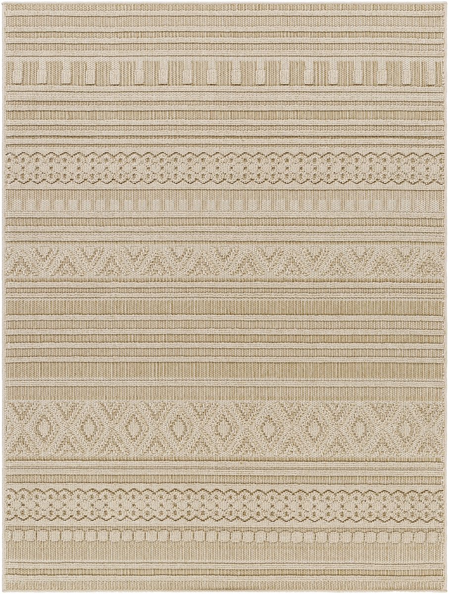 RPT2307-537 5 ft. 3 in. x 7 ft. Rockport Contemporary & Modern Machine Woven Rectangle Area Rug, Ivory & Tan
