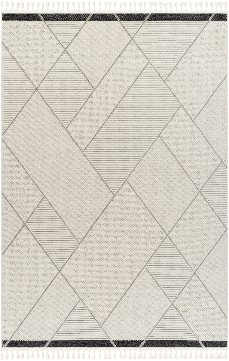 FND2303-9212 9 ft. 2 in. x 12 ft. Finland Machine Woven Rectangle Area Rug, Cream & Black