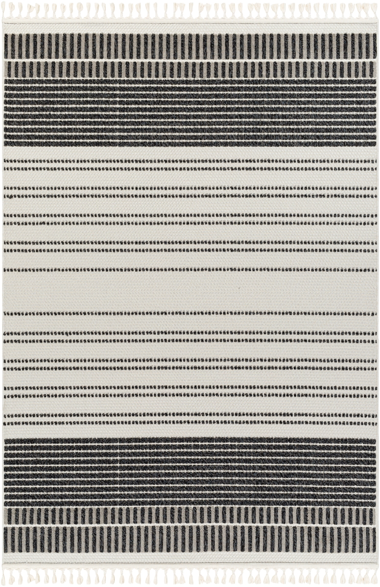 FND2305-679 6 ft. 7 in. x 9 ft. Finland Machine Woven Rectangle Area Rug, Cream & Black