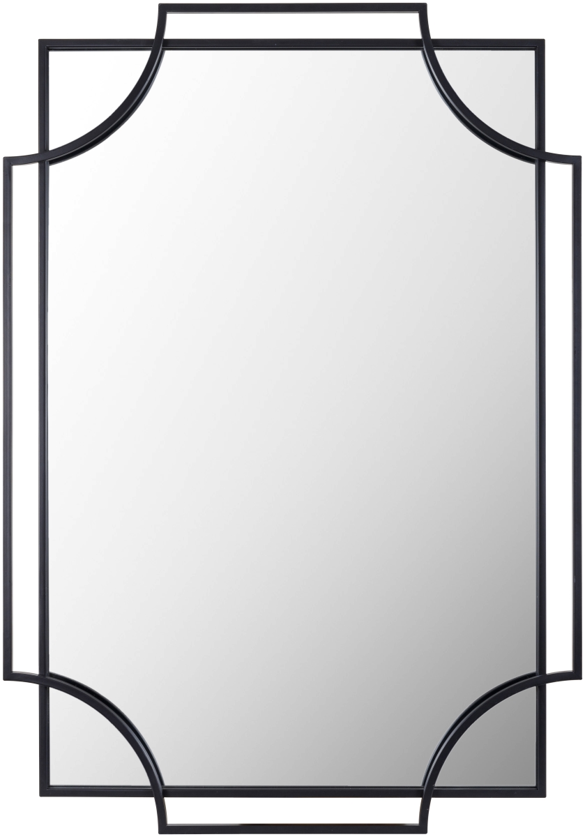 SSK001-3020 Kassandra Metal Framed Modern Rectangle Wall Mirror, Black - Medium
